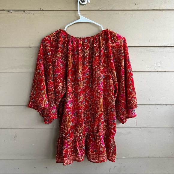 DR2 Sheer Floral Blouse - Size M - Boho Swiss Dot Casual - Picture 7 of 7